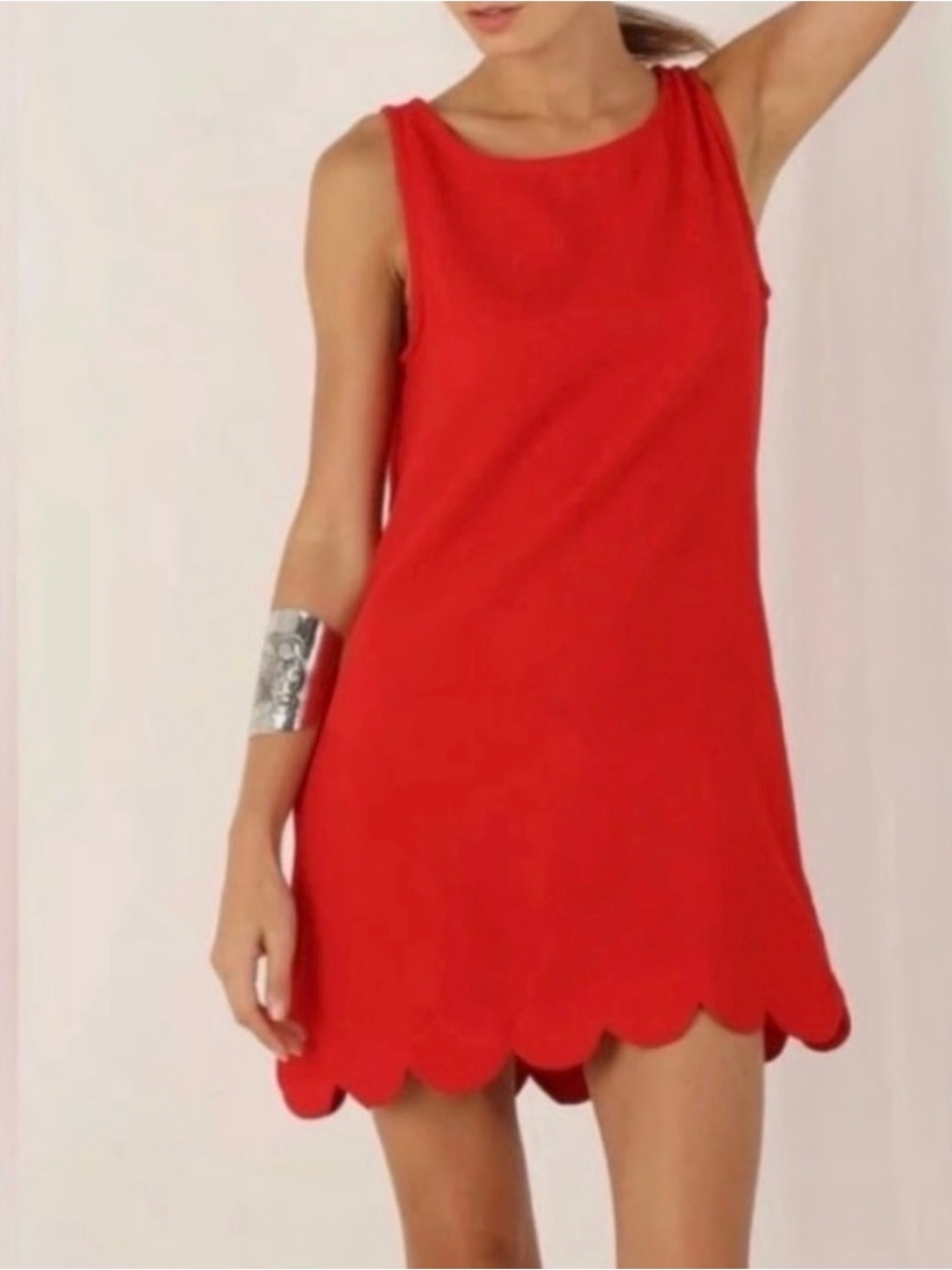 Kate Spade X Target Womens Scalloped Hem Sleeveless Shift Dress Small Red NWT